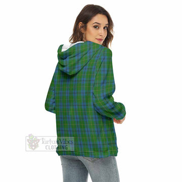 Tartan Vibes Clothing Johnstone (Johnston) Tartan Women's Borg  Half Zip Fleece Hoodie