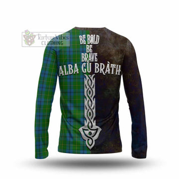 Johnstone (Johnston) Tartan Family Crest Long Sleeve T-Shirt Alba Gu Brath Be Brave Lion Ancient Style