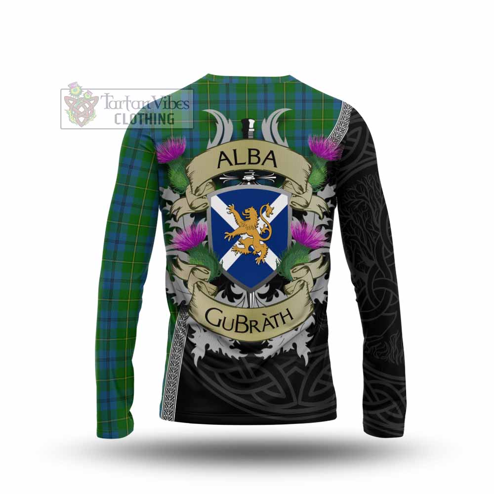 Tartan Vibes Clothing Johnstone (Johnston) Tartan Family Crest Long Sleeve T-Shirt Lion Rampant Royal Thistle Shield Celtic Inspired