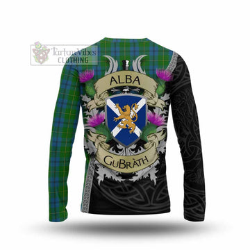Tartan Vibes Clothing Johnstone (Johnston) Tartan Family Crest Long Sleeve T-Shirt Lion Rampant Royal Thistle Shield Celtic Inspired