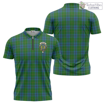 Johnstone-Johnston Tartan Zipper Polo Shirt with Family Crest