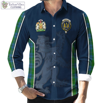 Johnstone (Johnston) Tartan Long Sleeve Button Up Shirt with Family Crest and Lion Rampant Vibes Sport Style
