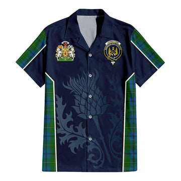 Johnstone (Johnston) Tartan Hawaiian Shirt with Family Crest and Scottish Thistle Vibes Sport Style