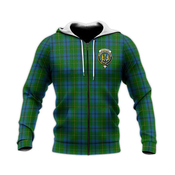 Johnstone-Johnston Tartan Knitted Hoodie with Family Crest