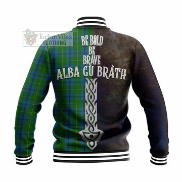 Johnstone (Johnston) Tartan Family Crest Baseball Jacket Alba Gu Brath Be Brave Lion Ancient Style