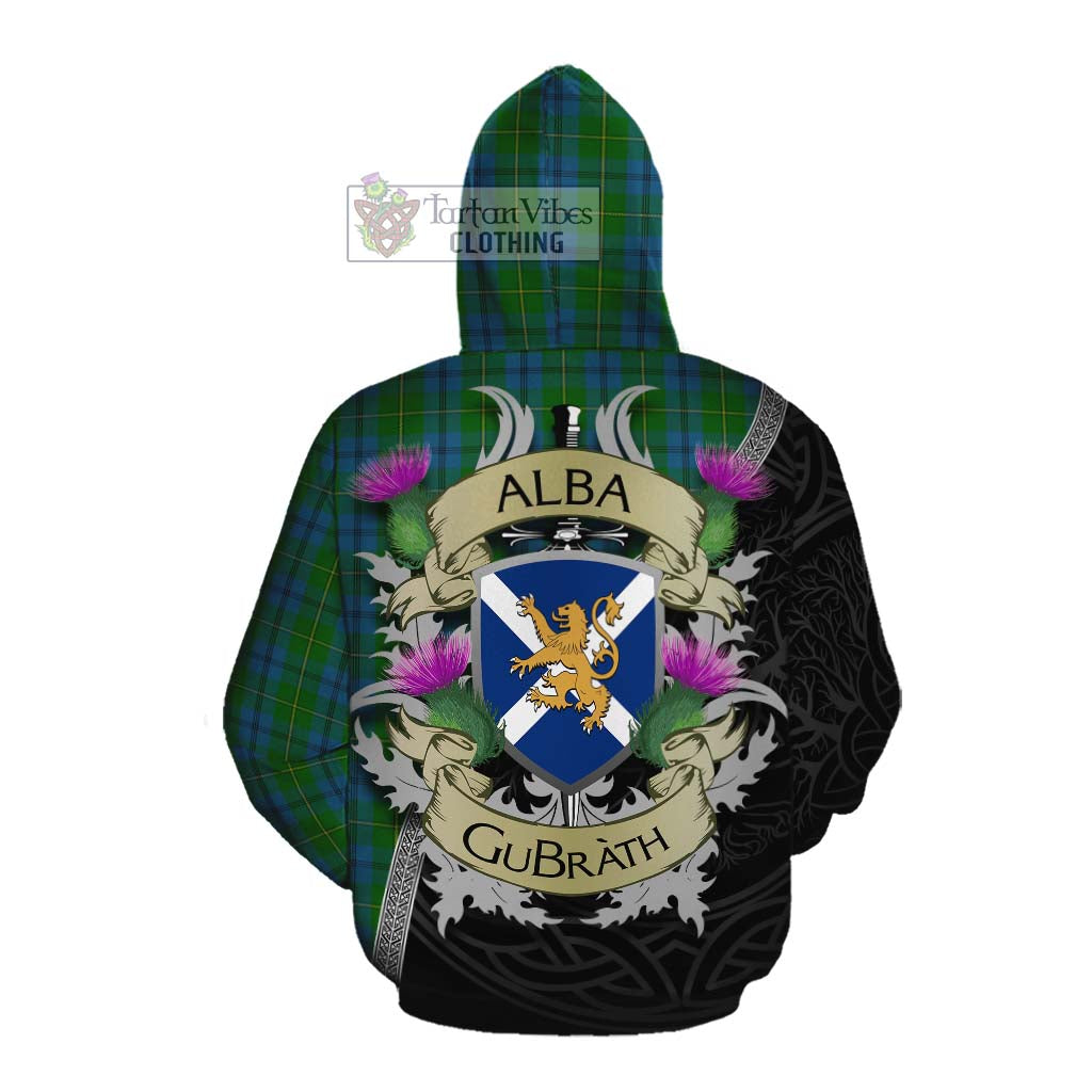 Tartan Vibes Clothing Johnstone (Johnston) Tartan Family Crest Cotton Hoodie Lion Rampant Royal Thistle Shield Celtic Inspired