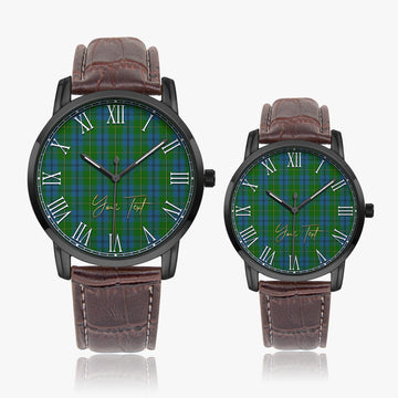 Johnstone-Johnston Tartan Personalized Your Text Leather Trap Quartz Watch