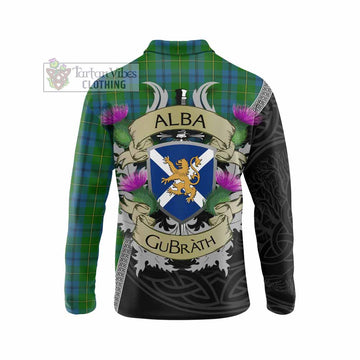 Johnstone (Johnston) Tartan Family Crest Long Sleeve Polo Shirt Lion Rampant Royal Thistle Shield Celtic Inspired