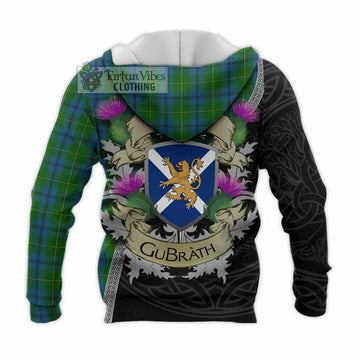Tartan Vibes Clothing Johnstone (Johnston) Tartan Family Crest Knitted Hoodie Lion Rampant Royal Thistle Shield Celtic Inspired