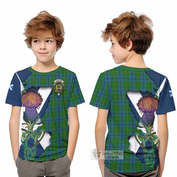 Tartan Vibes Clothing Johnstone (Johnston) Tartan Family Crest Kid T-Shirt Scottish Thistle Celtic Inspired
