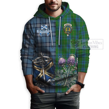 Tartan Vibes Clothing Johnstone (Johnston) Tartan Hoodie Happy St. Andrew's Day Half Tartan Style