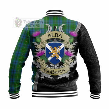 Johnstone (Johnston) Tartan Family Crest Baseball Jacket Lion Rampant Royal Thistle Shield Celtic Inspired
