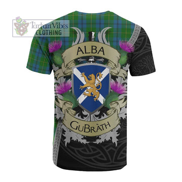 Johnstone (Johnston) Tartan Family Crest Cotton T-shirt Lion Rampant Royal Thistle Shield Celtic Inspired