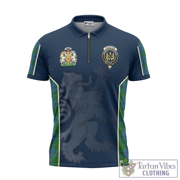 Johnstone-Johnston Tartan Zipper Polo Shirt with Family Crest and Lion Rampant Vibes Sport Style