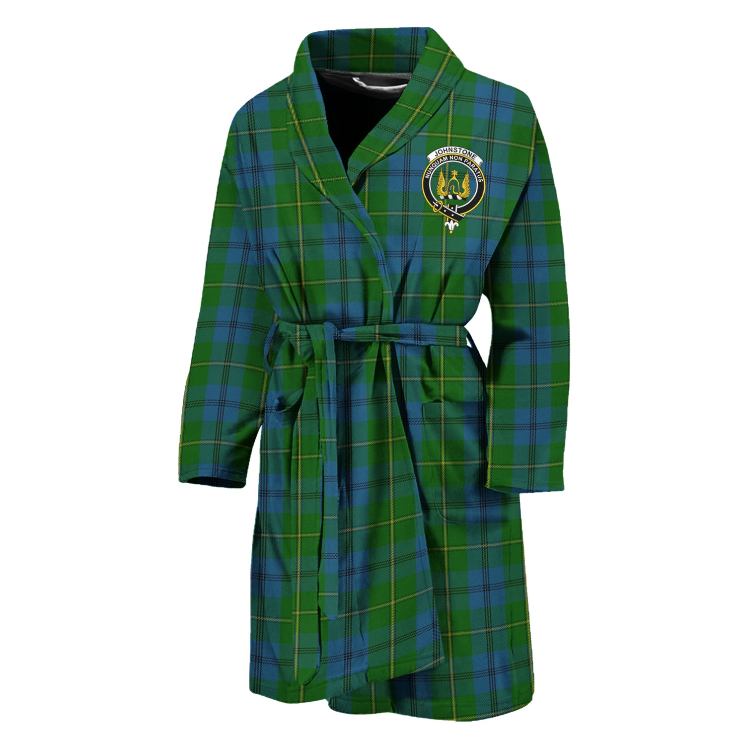 Johnstone (Johnston) Tartan Bathrobe with Family Crest Unisex M - Tartan Vibes Clothing