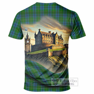 Tartan Vibes Clothing Johnstone (Johnston) Tartan Family Crest T-Shirt with Scottish Ancient Castle Stype