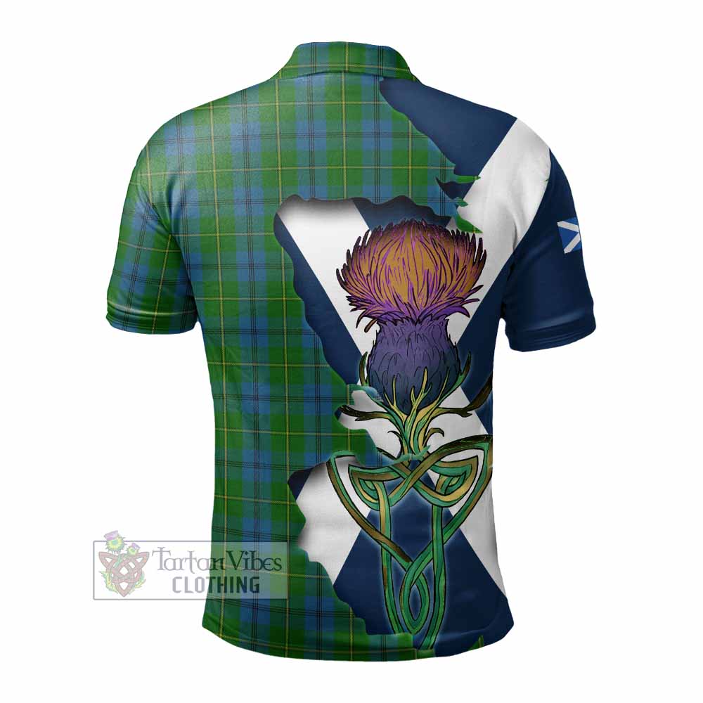 Tartan Vibes Clothing Johnstone (Johnston) Tartan Family Crest Polo Shirt Scottish Thistle Celtic Inspired