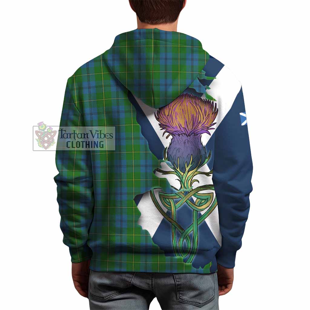 Tartan Vibes Clothing Johnstone (Johnston) Tartan Family Crest Hoodie Scottish Thistle Celtic Inspired