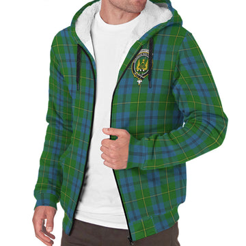 Johnstone Tartan Sherpa Hoodie with Family Crest