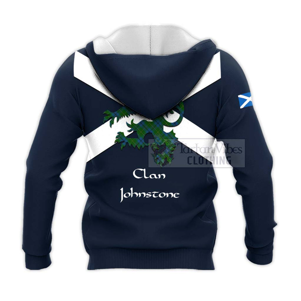 Tartan Vibes Clothing Johnstone (Johnston) Tartan Lion Rampant Knitted Hoodie – Proudly Display Your Heritage with Alba Gu Brath and Clan Name