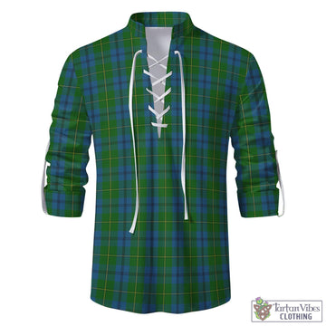 Tartan Vibes Clothing Johnstone-Johnston Tartan Men's Scottish Traditional Jacobite Ghillie Kilt Shirt
