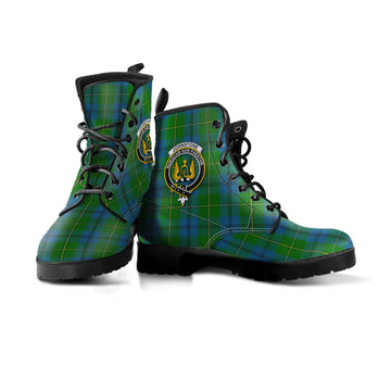 Johnstone-Johnston Tartan Leather Boots with Family Crest