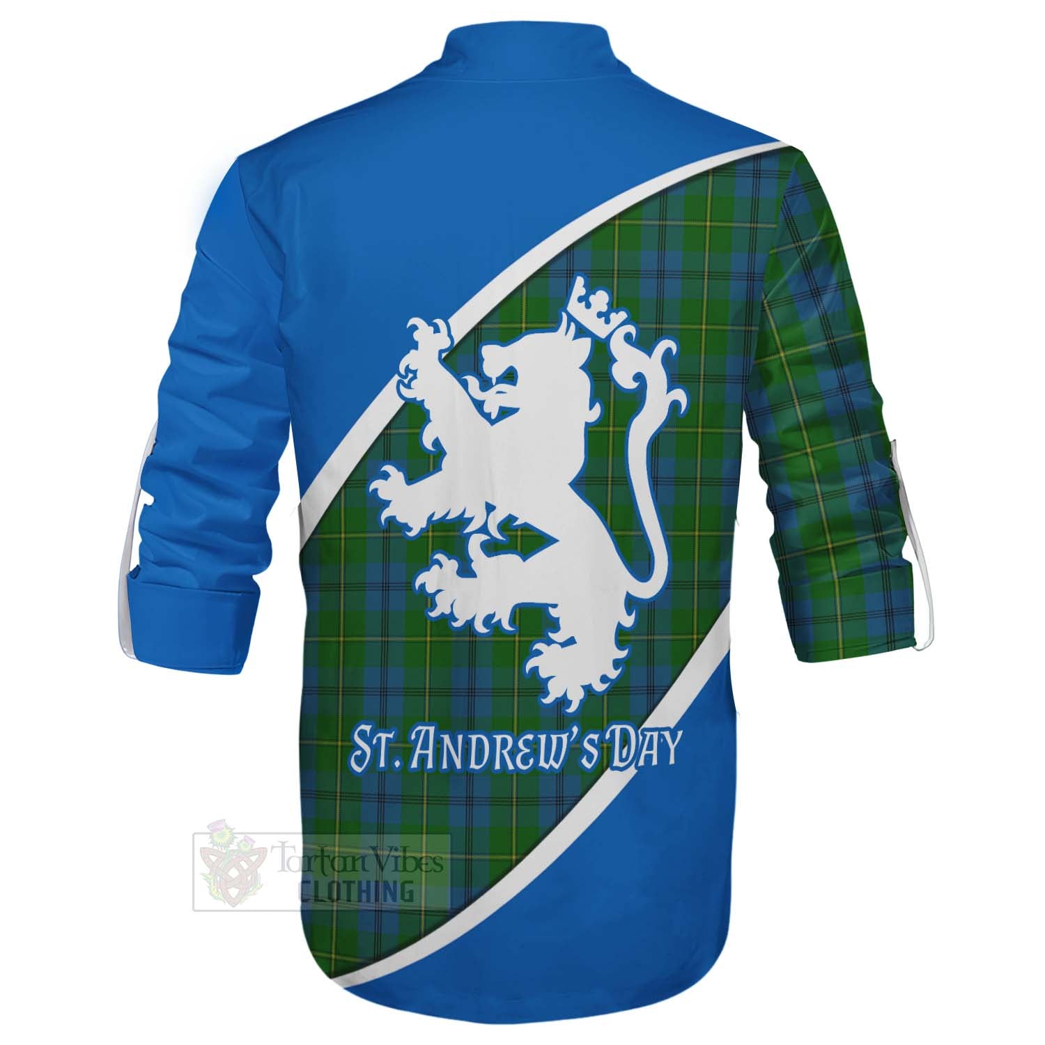Tartan Vibes Clothing Johnstone (Johnston) Family Crest Tartan Ghillie Kilt Shirt Celebrate Saint Andrew's Day in Style