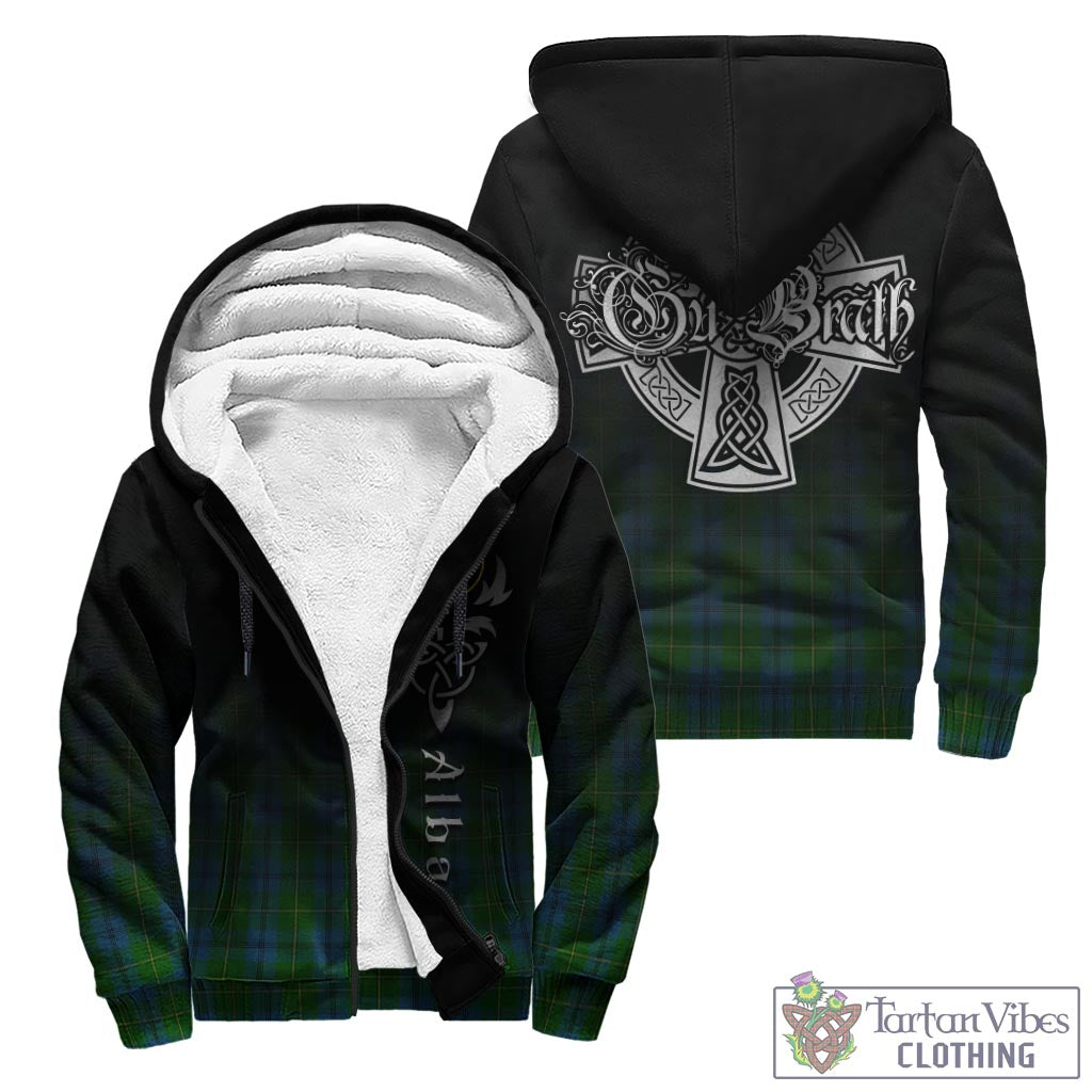 Tartan Vibes Clothing Johnstone-Johnston Tartan Sherpa Hoodie Featuring Alba Gu Brath Family Crest Celtic Inspired