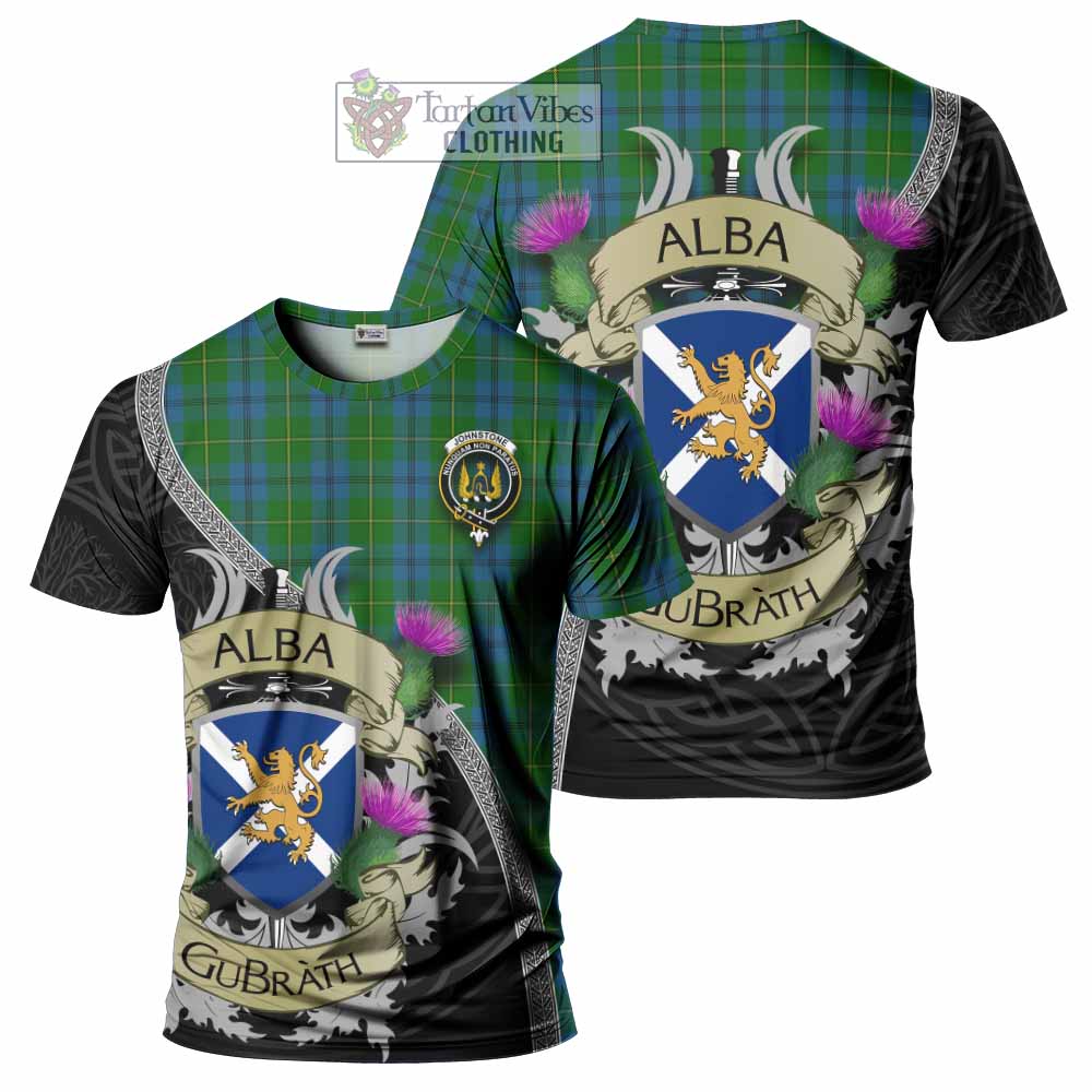 Tartan Vibes Clothing Johnstone (Johnston) Tartan Family Crest T-Shirt Lion Rampant Royal Thistle Shield Celtic Inspired