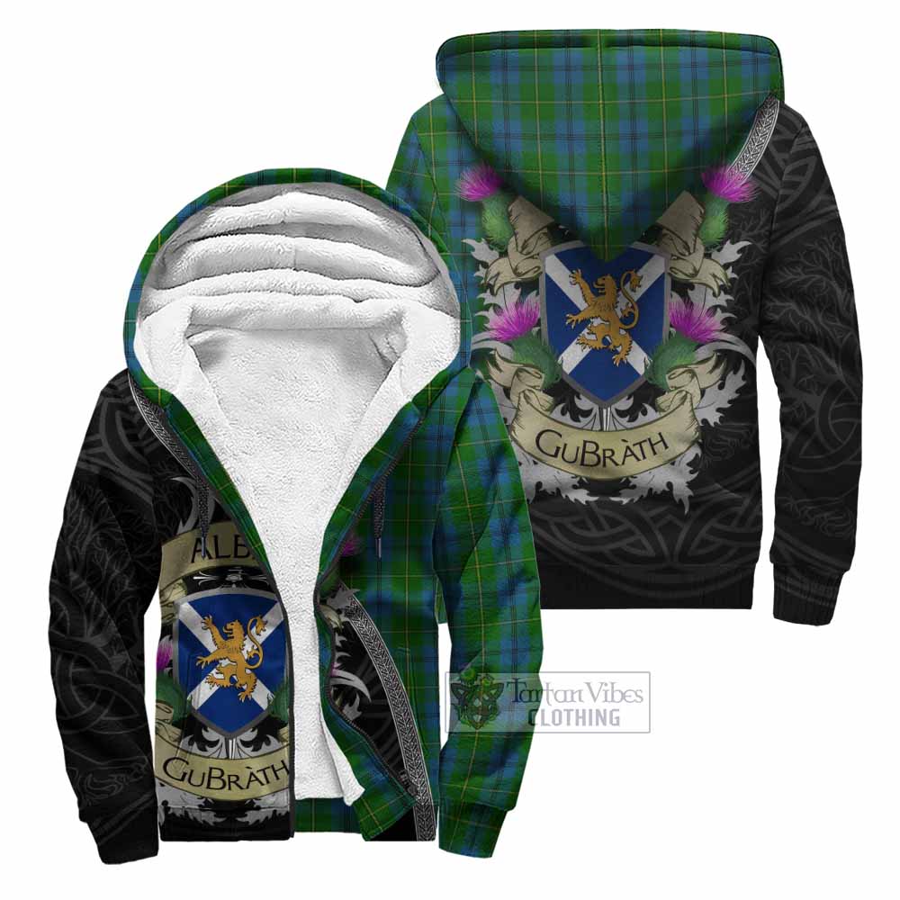 Tartan Vibes Clothing Johnstone (Johnston) Tartan Family Crest Sherpa Hoodie Lion Rampant Royal Thistle Shield Celtic Inspired