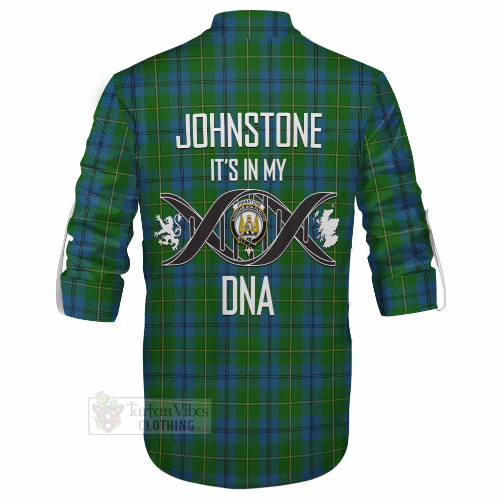Tartan Vibes Clothing Johnstone (Johnston) Tartan Ghillie Kilt Shirt with Family Crest DNA In Me Style