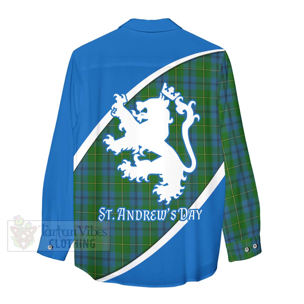 Tartan Vibes Clothing Johnstone (Johnston) Family Crest Tartan Women's Casual Shirt Celebrate Saint Andrew's Day in Style