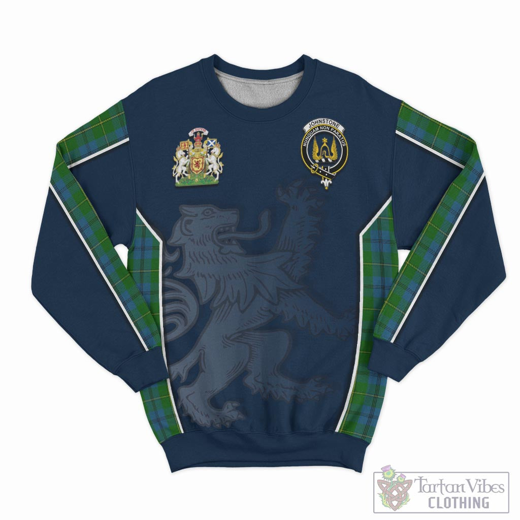 Tartan Vibes Clothing Johnstone-Johnston Tartan Sweater with Family Crest and Lion Rampant Vibes Sport Style