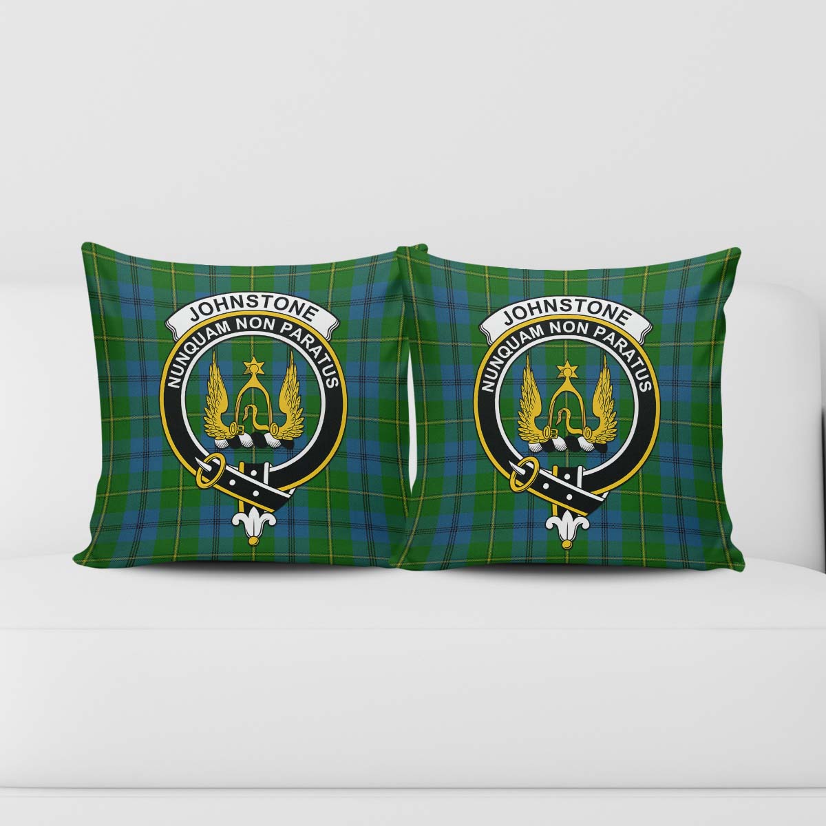 Johnstone-Johnston Tartan Pillow Cover with Family Crest - Tartanvibesclothing