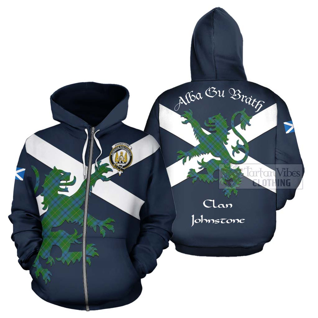 Tartan Vibes Clothing Johnstone (Johnston) Tartan Lion Rampant Hoodie – Proudly Display Your Heritage with Alba Gu Brath and Clan Name