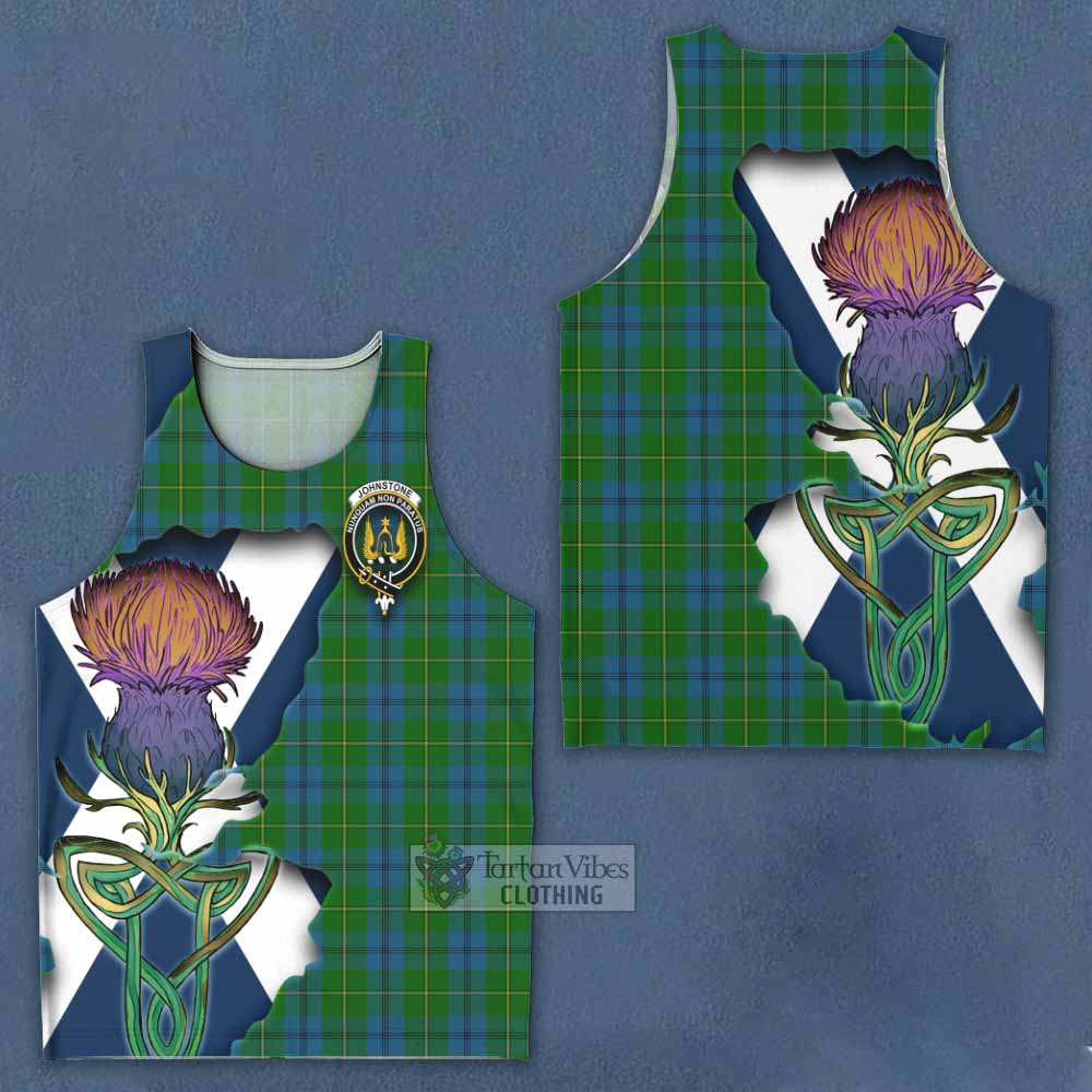 Tartan Vibes Clothing Johnstone (Johnston) Tartan Family Crest Men's Tank Top Scottish Thistle Celtic Inspired