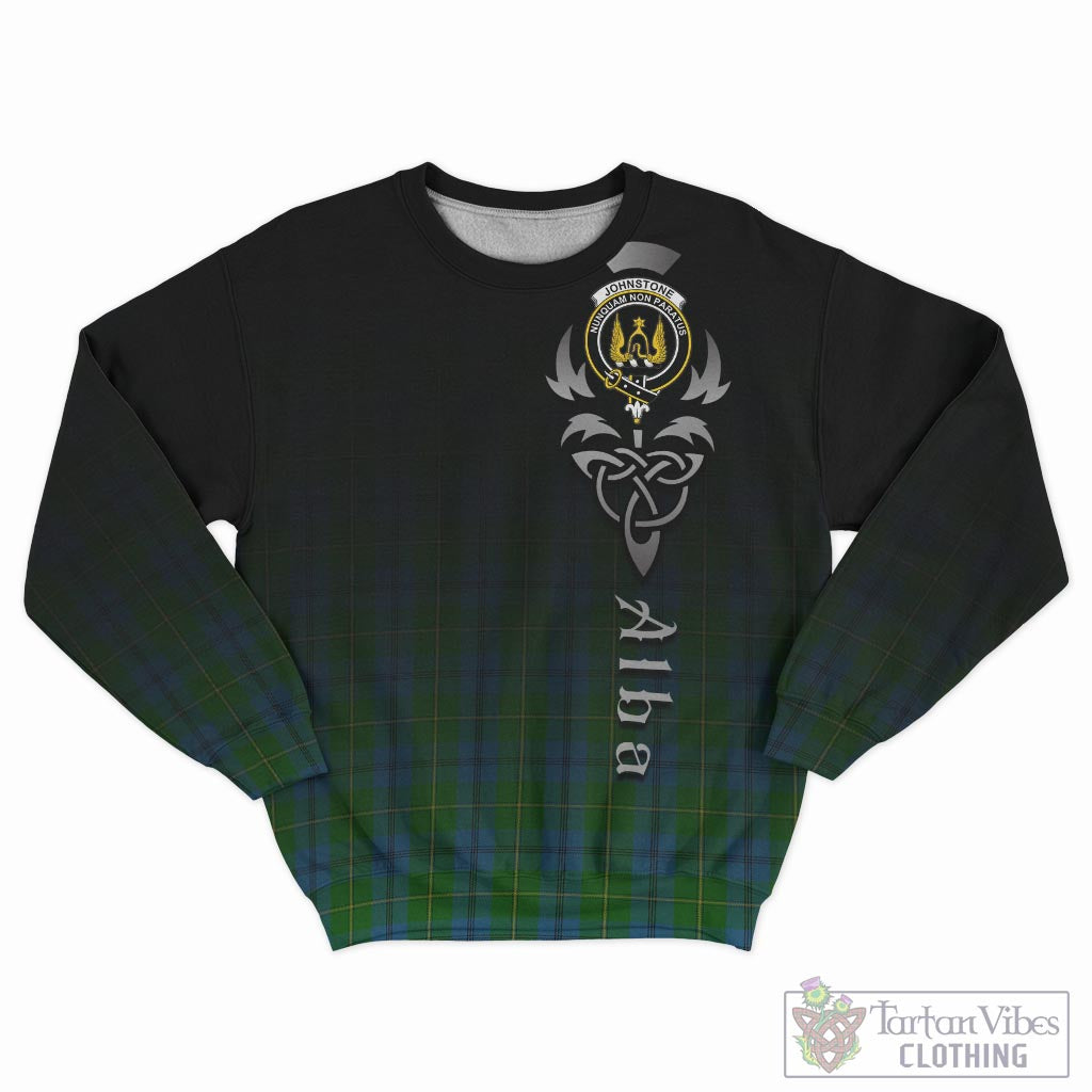 Tartan Vibes Clothing Johnstone-Johnston Tartan Sweatshirt Featuring Alba Gu Brath Family Crest Celtic Inspired