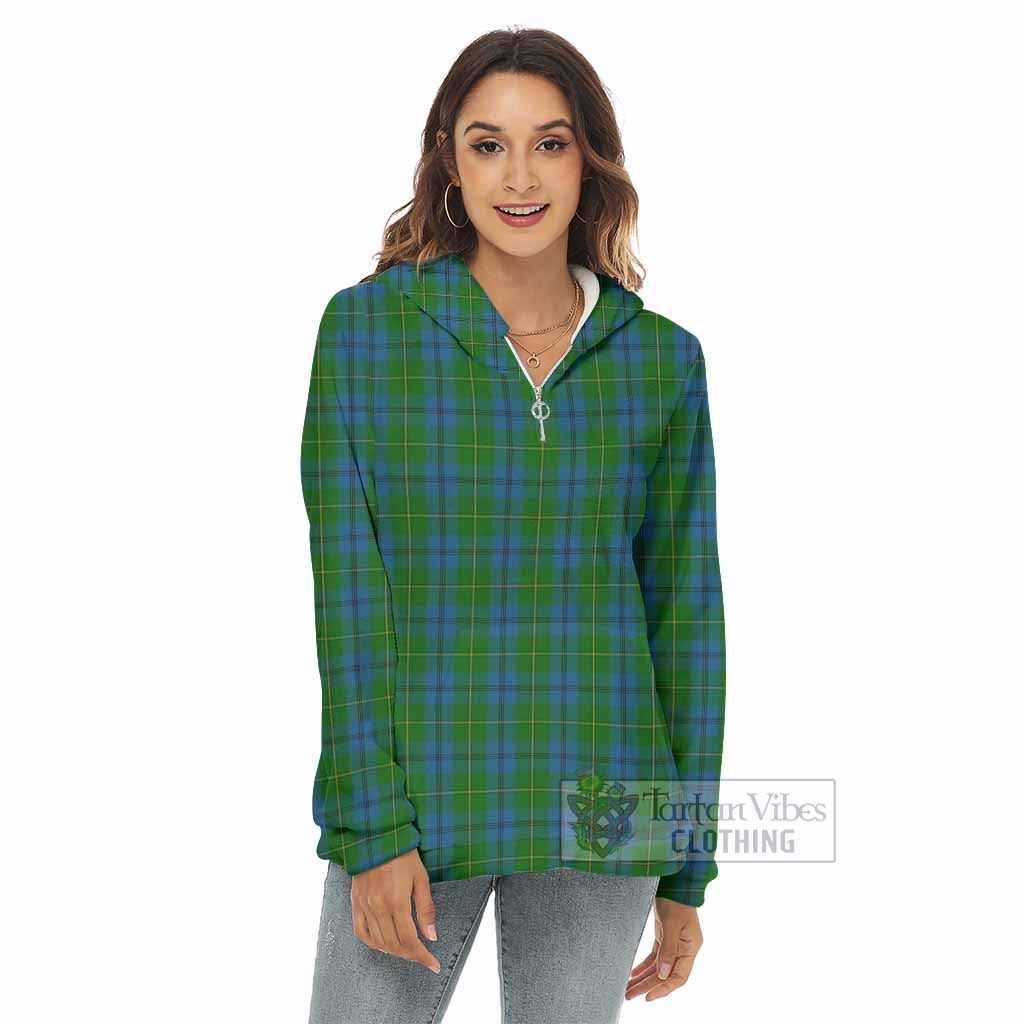 Tartan Vibes Clothing Johnstone (Johnston) Tartan Women's Borg  Half Zip Fleece Hoodie