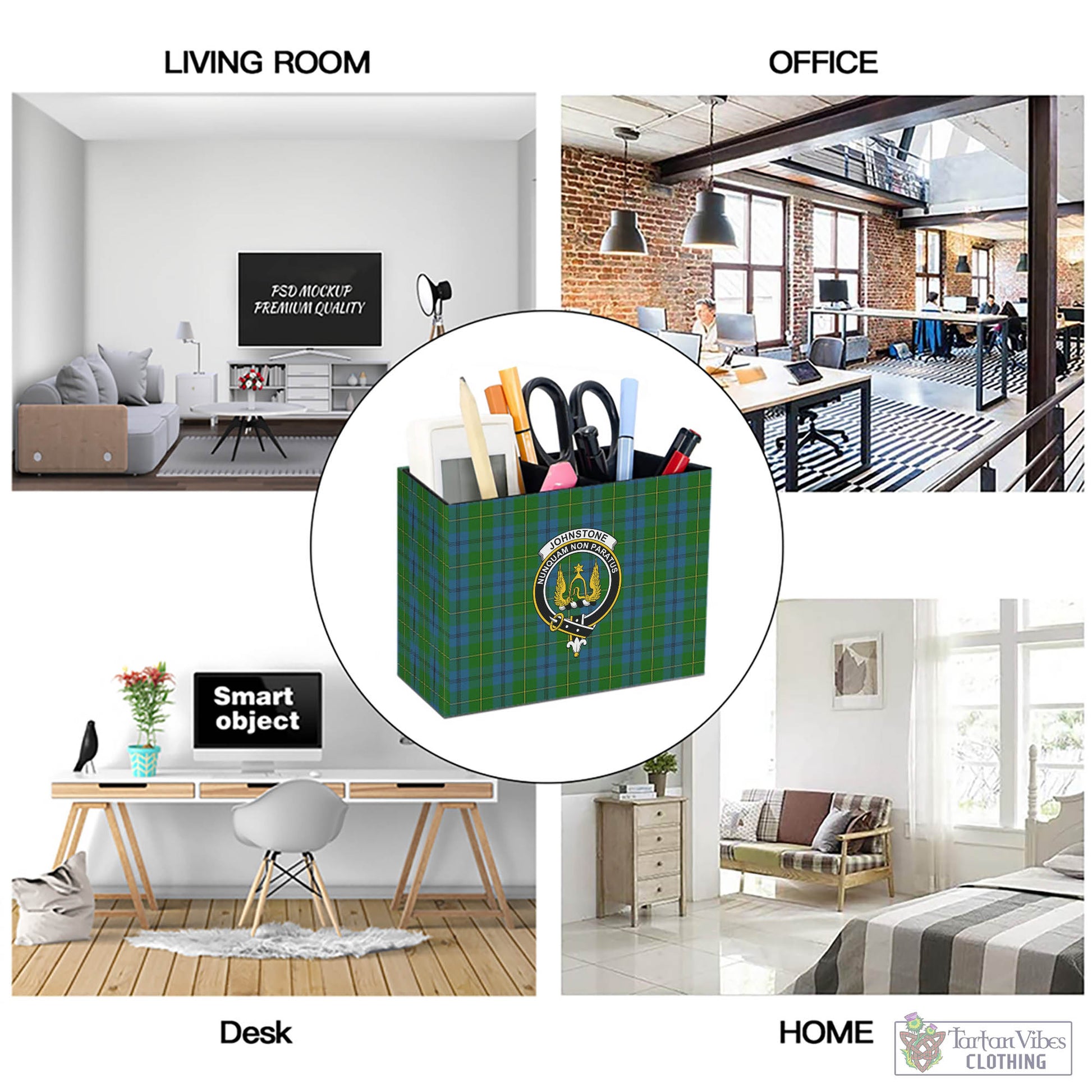 Tartan Vibes Clothing Johnstone-Johnston Tartan Pen Holder with Family Crest