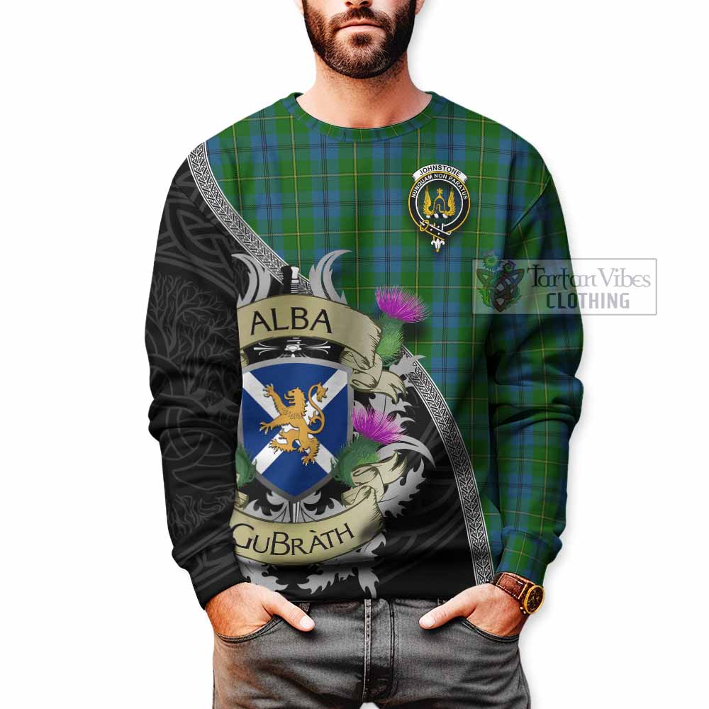 Tartan Vibes Clothing Johnstone (Johnston) Tartan Family Crest Sweatshirt Lion Rampant Royal Thistle Shield Celtic Inspired
