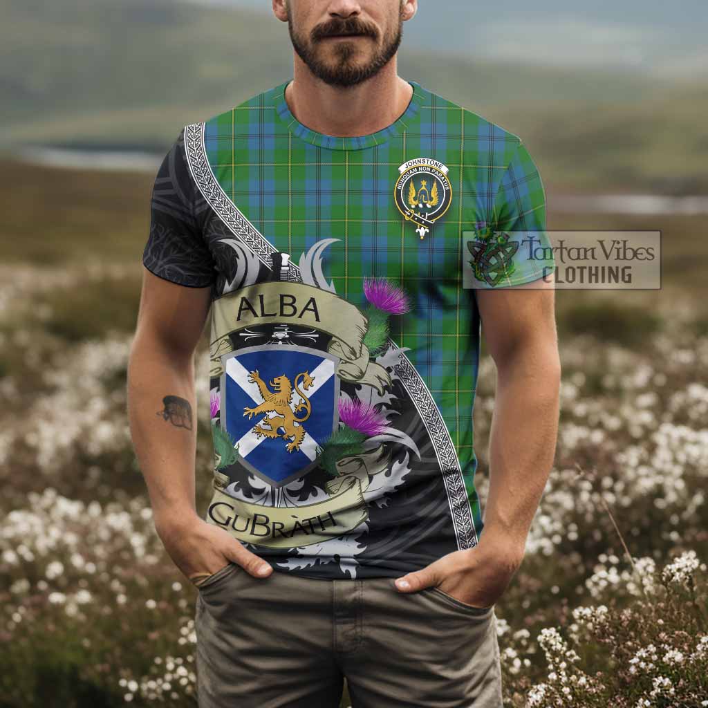 Tartan Vibes Clothing Johnstone (Johnston) Tartan Family Crest T-Shirt Lion Rampant Royal Thistle Shield Celtic Inspired