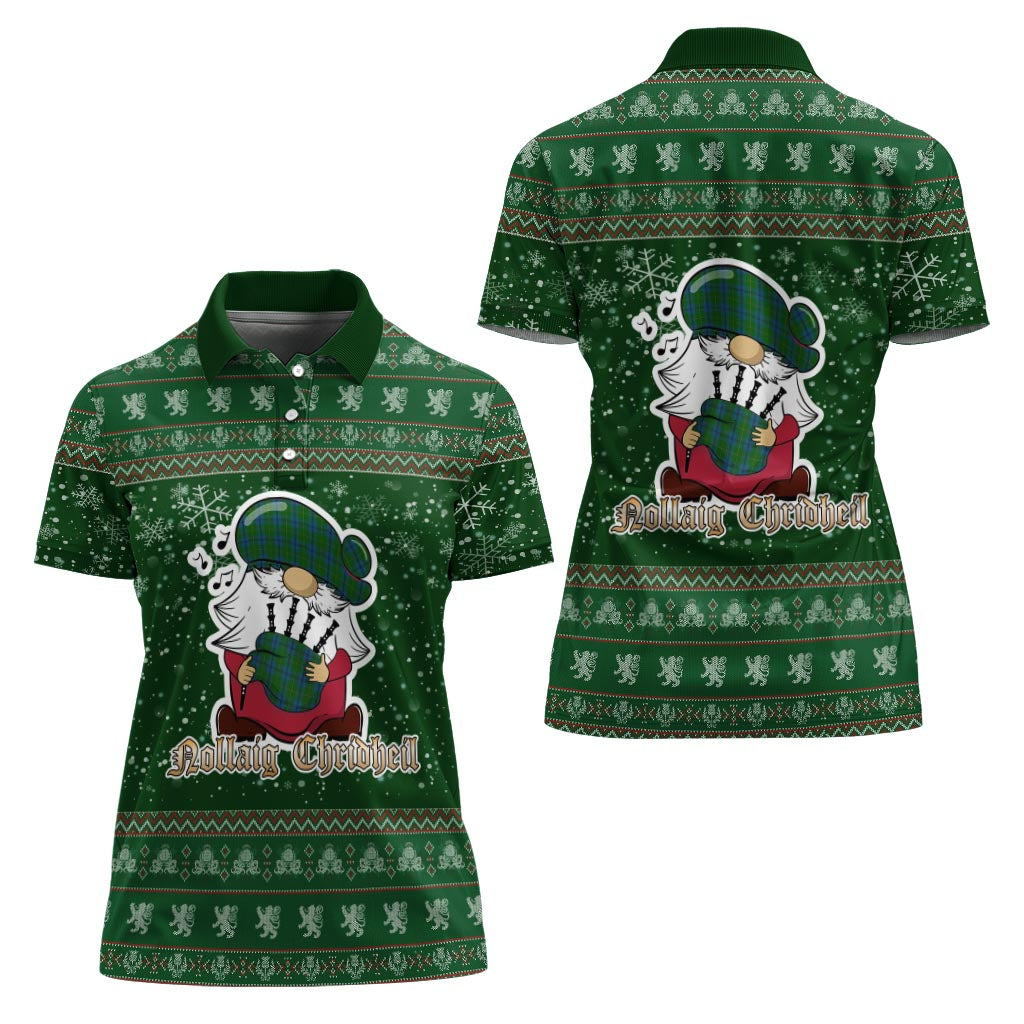Johnstone-Johnston Clan Christmas Family Polo Shirt with Funny Gnome Playing Bagpipes - Tartanvibesclothing