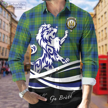 Johnstone-Johnston Ancient Tartan Long Sleeve Button Up Shirt with Alba Gu Brath Regal Lion Emblem
