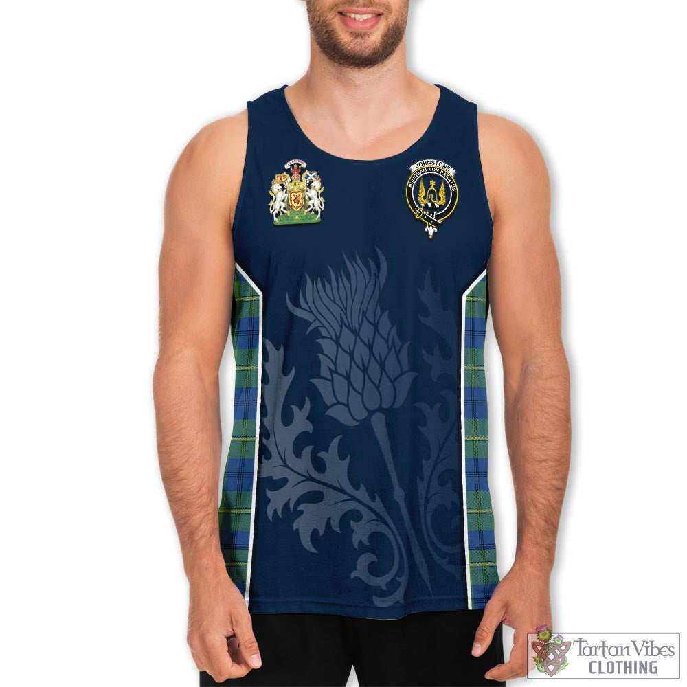Tartan Vibes Clothing Johnstone-Johnston Ancient Tartan Men's Tanks Top with Family Crest and Scottish Thistle Vibes Sport Style