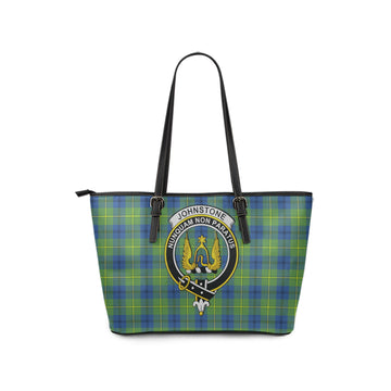 Johnstone-Johnston Ancient Tartan Leather Tote Bag with Family Crest