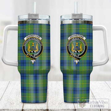 Johnstone Ancient Tartan and Family Crest Tumbler with Handle