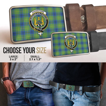 Johnstone Ancient Tartan Belt Buckles with Family Crest