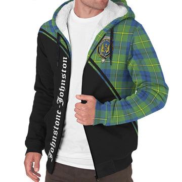Johnstone Ancient Tartan Sherpa Hoodie with Family Crest Curve Style