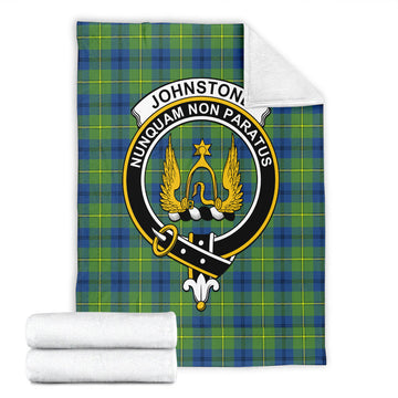 Johnstone-Johnston Ancient Tartan Blanket with Family Crest