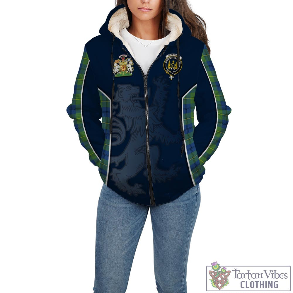 Tartan Vibes Clothing Johnstone-Johnston Ancient Tartan Sherpa Hoodie with Family Crest and Lion Rampant Vibes Sport Style
